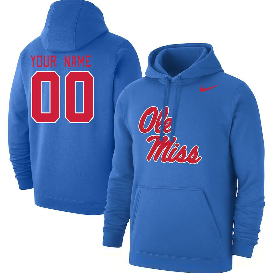 Custom Ole Miss Rebels Name And Number College Hoodie-Royal - Click Image to Close